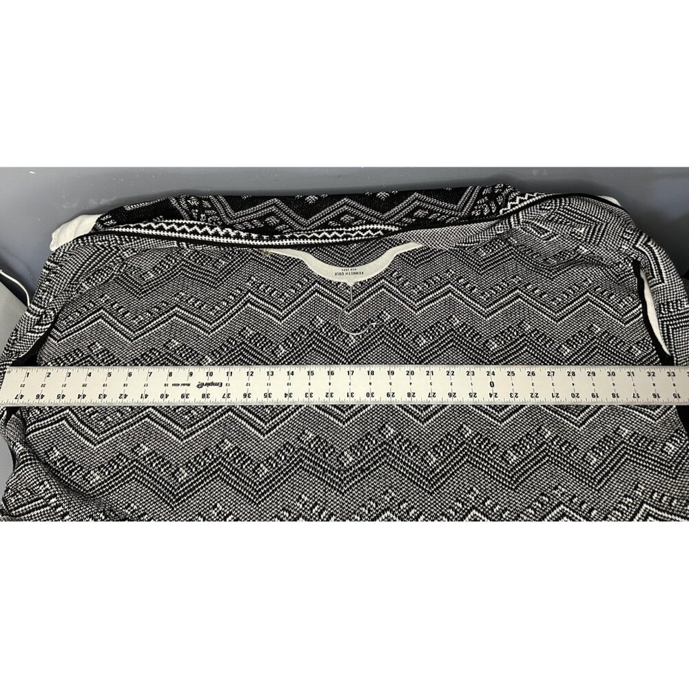 Eight Eight Eight Aztec Sweater Womens XL Black White Open Poncho Knit Cardigan - Picture 11 of 14